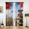 Fuji с осенними цветами в Японии, современные оконные шторы, драпировка для кухни, гостиной, спальни, украшения, шторы