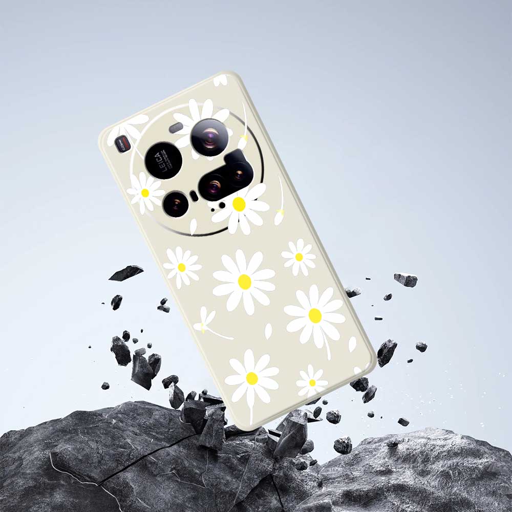 For Xiaomi 15 Ultra Case White Daisy Pattern Printing Straight Edge TPU Phone Back Cover