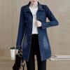 Long-sleeved Denim Jacket Women's Slim Single-breasted Mid-length Windbreaker Top