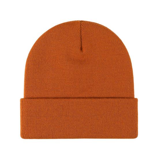 Winter Unisex Knitted Hat Stretchy Folded Brim Thickened Solid Color Ear Protection Warm Daily Wear Cap Outdoor Skiing Skating Headwear
