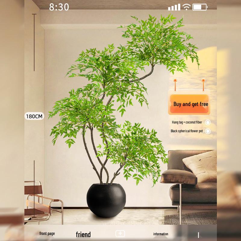 Нандина Роскошное Искусственное Дерево - Напольное Украшение для Помещений и Бионическое Зеленое Растение в Горшке