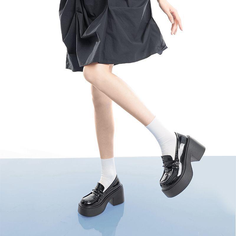 Japanese Jk Platform Thick Heel Black One-pedal Loafers French Retro High Heels Women's 2025 Autumn New Models