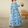 2025 Plus Size Summer Dress Women Vintage Long Flower Printing Dress Loose Elegant Casual Dress Maxi