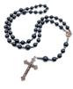 Nazareth Store Agate Beads Rosary Matte Beads Chaplet Necklace Hematite Stone Beads Holy Earth Medals Crosses Men's 20" &