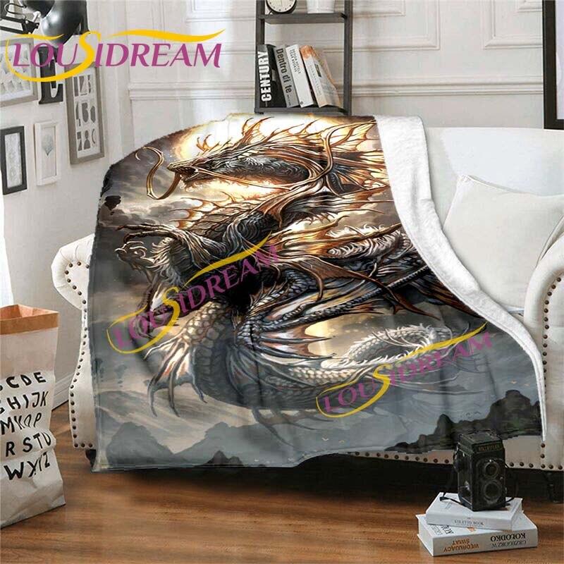 Dragon Cartoon Blankets Dragon Blanket Anime Dragon Flannel Blankets Sofa Bedspread Soft Warm Blankets Kids Blankets Home Decor
