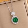 Jewelry Necklace Inlaid With Sapphire Green Chalcedony Red Corundum Fashion Collarbone Chain Temperament