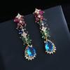 French Retro Green Zircon Tide Earrings Minority Design Sense of High-class Temperament Courtesans