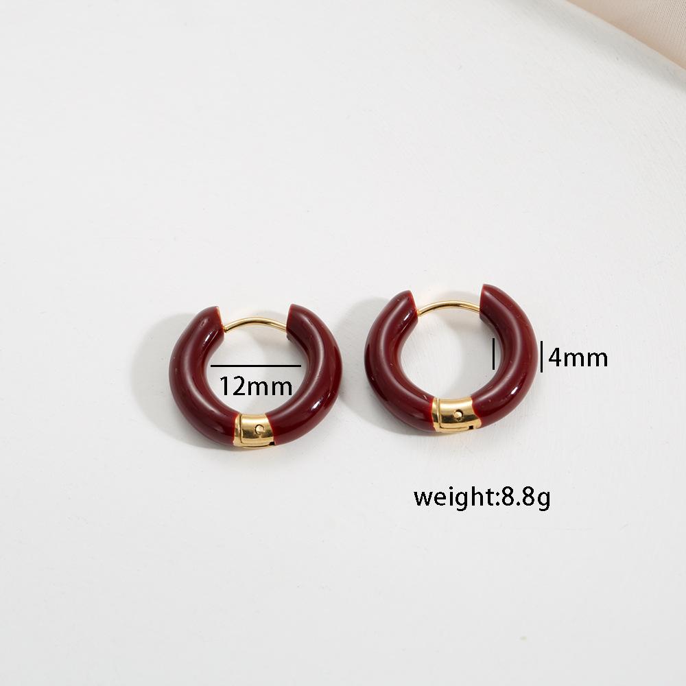 Французский новый цвет капельный отпуск круг серьги уха пряжка мода сладкий темперамент серьги женщины