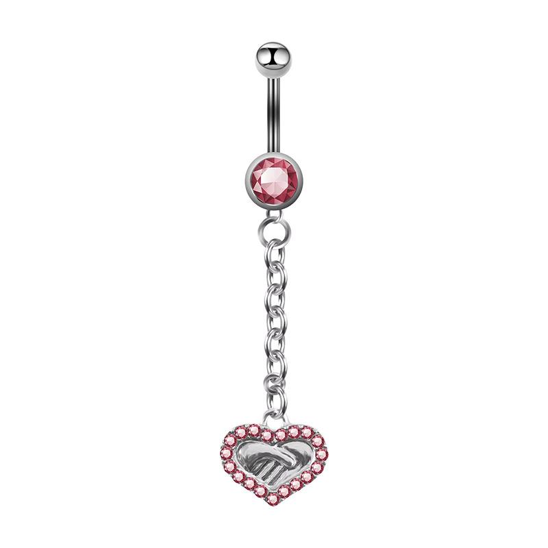 Stainless Steel Belly Button Ring Sexy Drop Dangle Body Piercing Jewelry For Women Girls Pink Zircon Navel Rings Gifts