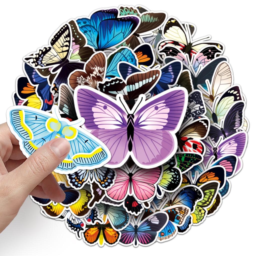 50 Butterfly Graffiti Personalized Insect Gauze Decorative Mobile Phone Case Suitcase Stickers