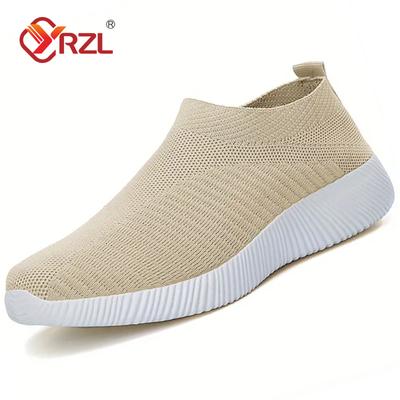 YRZL женские кроссовки с мягкой подошвой, дышащие трикотажные спортивные туфли для женщин, модные кроссовки с носком, сетчатые туфли на плоской подошве, женская обувь