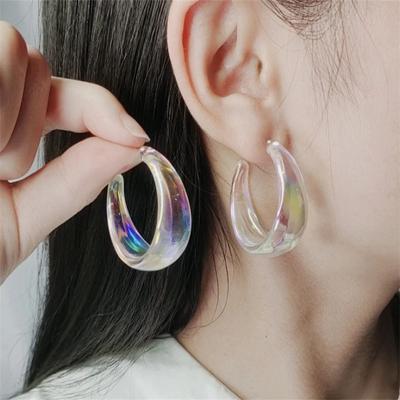 Новые модные иллюзорные прозрачные цветные серьги для женщин и девушек, подарочные ювелирные изделия оптом