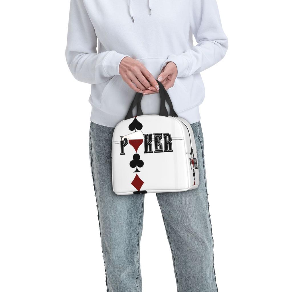 Poker Game Cards Insulated Lunch Bag for Women Kids Portable Food Boxes Thermal Lunch Box Tote