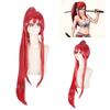 Anime 100CM Gurrenlagann-yoko Cosplay Wigs Red Long Straight Chip Ponytail for Female's Halloween Party Costume Wig Perucas