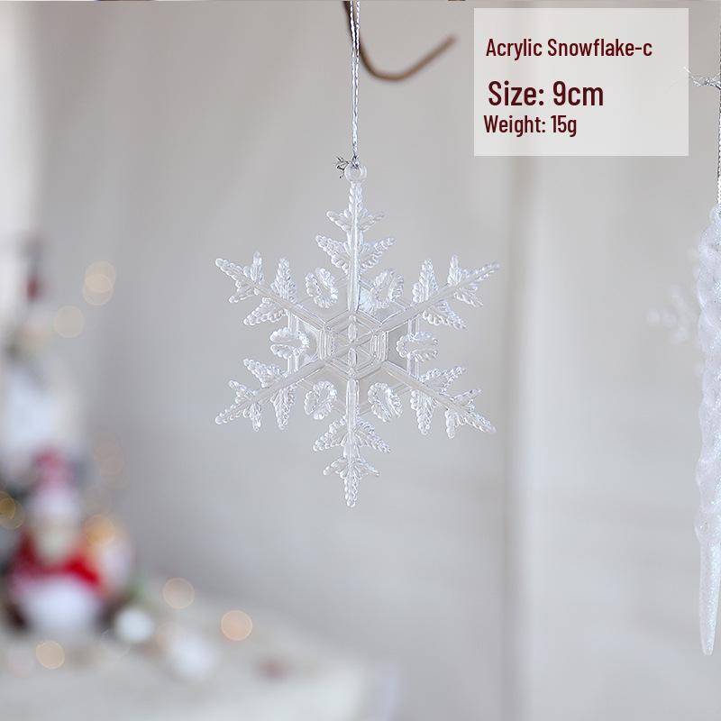 Снежинка Новогодняя елочная игрушка: Акриловая сосулька для праздничного украшения или свадебной инсталляции, прозрачно-белая