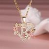 Trendy Love Heart Flower 26 Letters A-Z Pendant Necklace Vintage Gold Color Chains Necklaces For Women Wedding Jewelry Girl Gift
