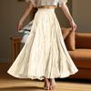 Женская повседневная плиссированная однотонная юбка-полуюбка, плиссированная юбка А-силуэта, юбка-шарф длиной до пола