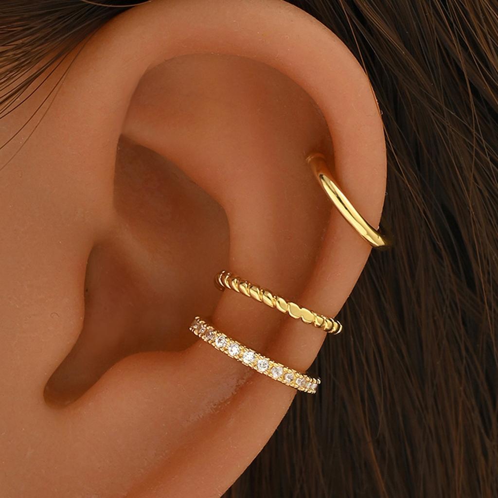 Women's Geometric Zirconia Clip-on Earring Set Ear Cuff No Piercing