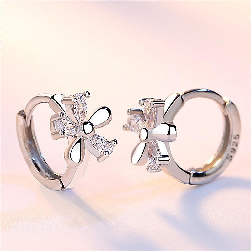 Очаровательные сиреневые серьги-кольца для женщин, ювелирные изделия, яркие серьги с кристаллами и цветком, серебро 925 пробы, аксессуары, женский подарок на день рождения