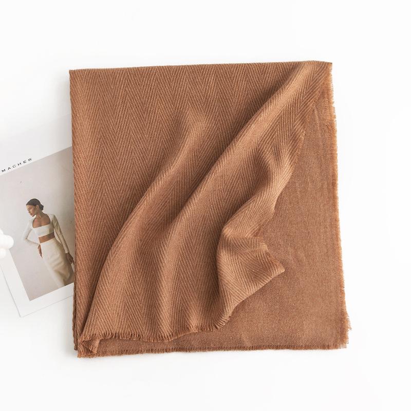 New Versatile Imitation Cashmere Scarf Herringbone Pattern Monochrome Simple Casual Tassel Warm Women's Shawl