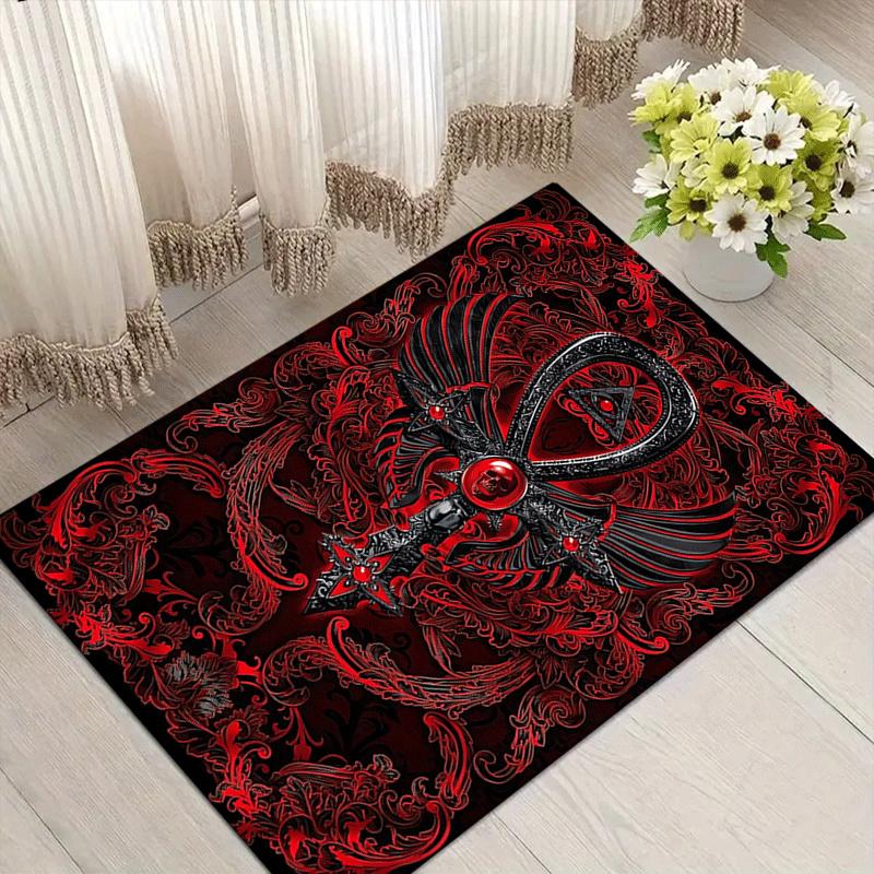 1pc Mysterious Skull Print, Design Indoor Area Rug - Soft, Anti-Slip, and Durable Gaming Room Decor for Bedroom, Living Room