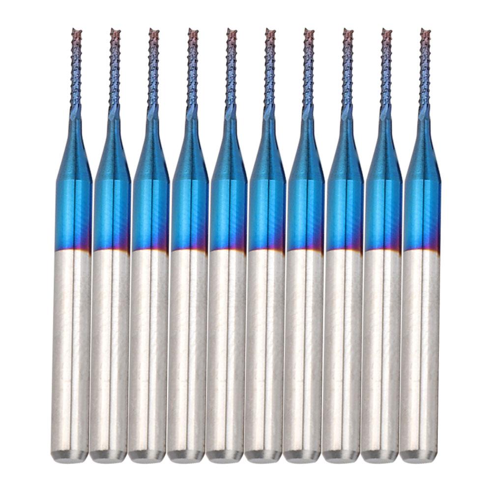 10 шт. твердосплавных фрезерных резцов Blue Corn End Mill Engraving Bit для станков с ЧПУ PCB (1.0mm)
