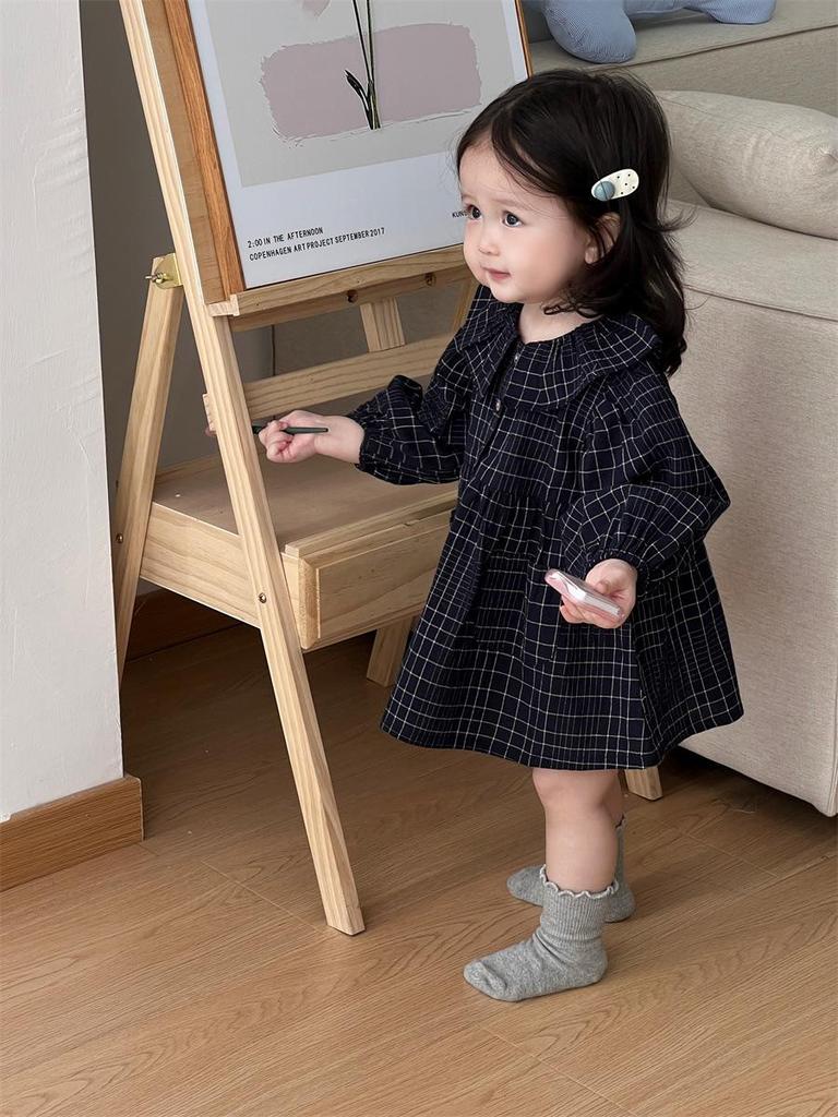 Осеннее платье для девочек в горошек с кружевным воротником - Корейский стиль, тренд принцессы