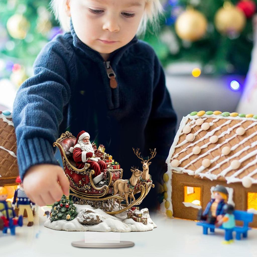 Рождественские центральные элементы для столов 2D Рождественский декор Знак с подставкой Акриловый Санта Клаус Сани Елка Лось Украшение для рабочего места