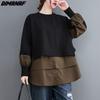 Dimanaf Autumn Lady Casual Shirt Women Clothing Oversize Tops Tees Tunic Loose Casual Long Sleeve Cotton Blouse Black T-Shirt