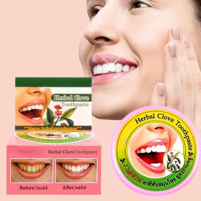 Таиландская натуральная травяная отбеливающая зубная паста для удаления пятен, антибактериальная, аллергическая, натуральная травяная гвоздика, тайская зубная паста