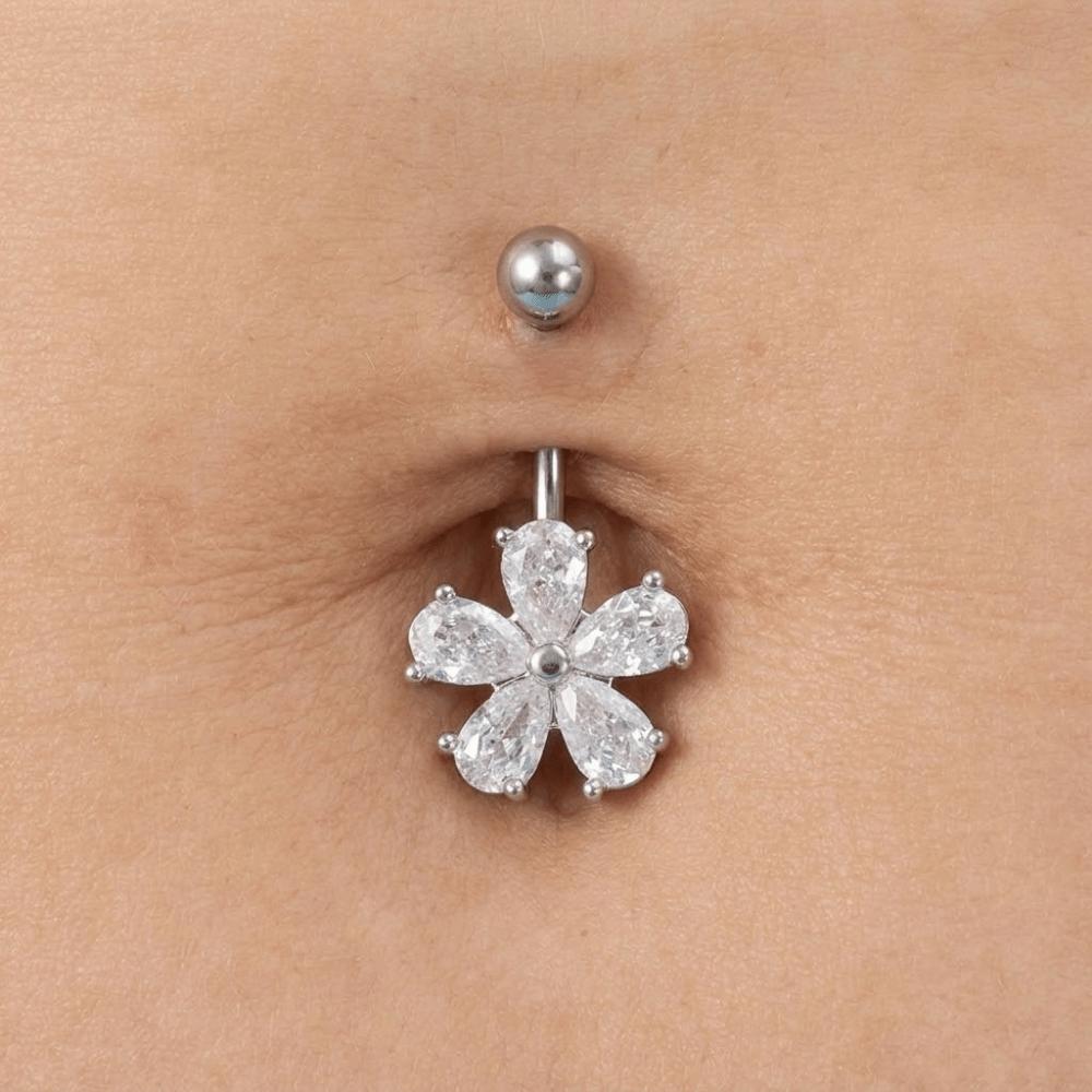 Stainless Steel Navel Ring Crystal Body Piercing Jewelry Belly Button Rings For Women