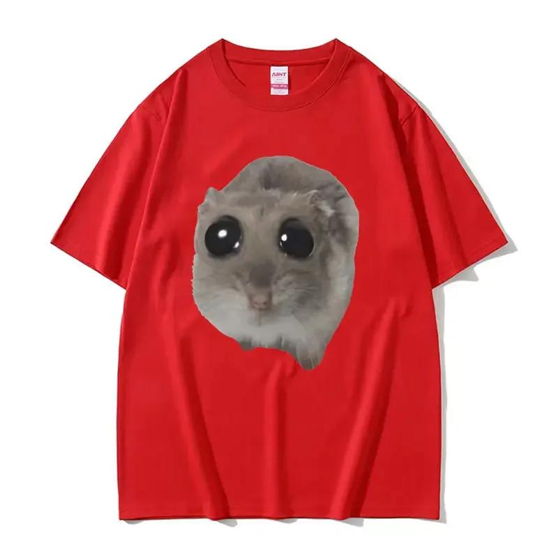 Funny Sad Hamster Meme Cry BiG Eye Cute Mouse T Shirt Women Fashion Kawaii Clothes Tshirts Women Tshirt