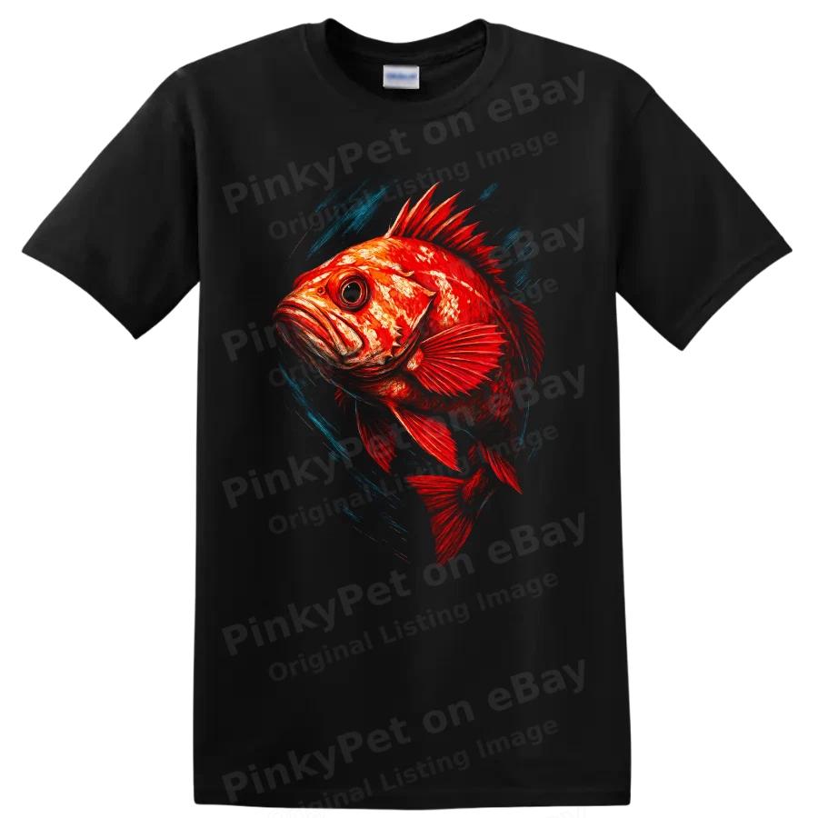 Fish Artwork Graphic T Shirt Colorful Ocean Design w/ Artistic Tee Fashion
