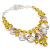 Biwa Pearl, Citrine Handmade 925 Sterling Silver Jewelry Necklace 18" I3Y37