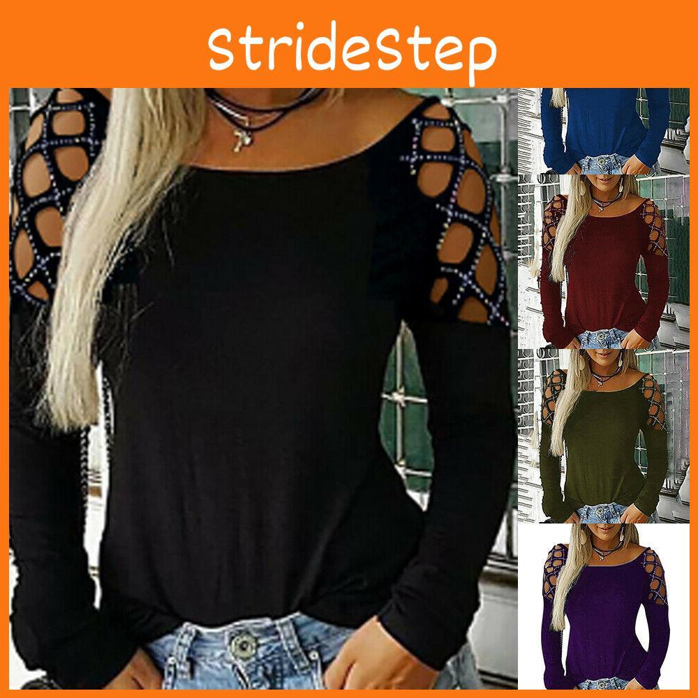 Женская футболка с длинными рукавами с прорезями, свободная, женская летняя повседневная блузка, топы, футболка