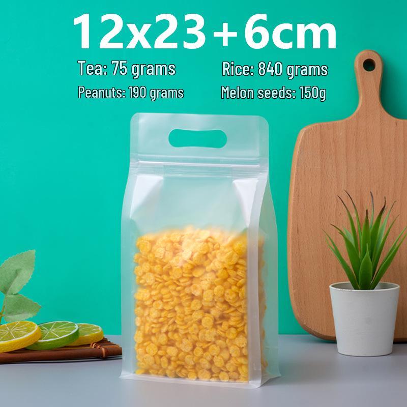 Матовый прозрачный самоклеящийся пакет для снеков с ручкой для хранения сухофруктов и чая