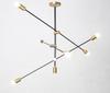 Modern Starburst Brass Chandelier, Handmade Ceiling Pendant Fixture