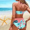 Женский купальник с подвеской на шее и волнистым принтом, бикини с коротким топом, купальник