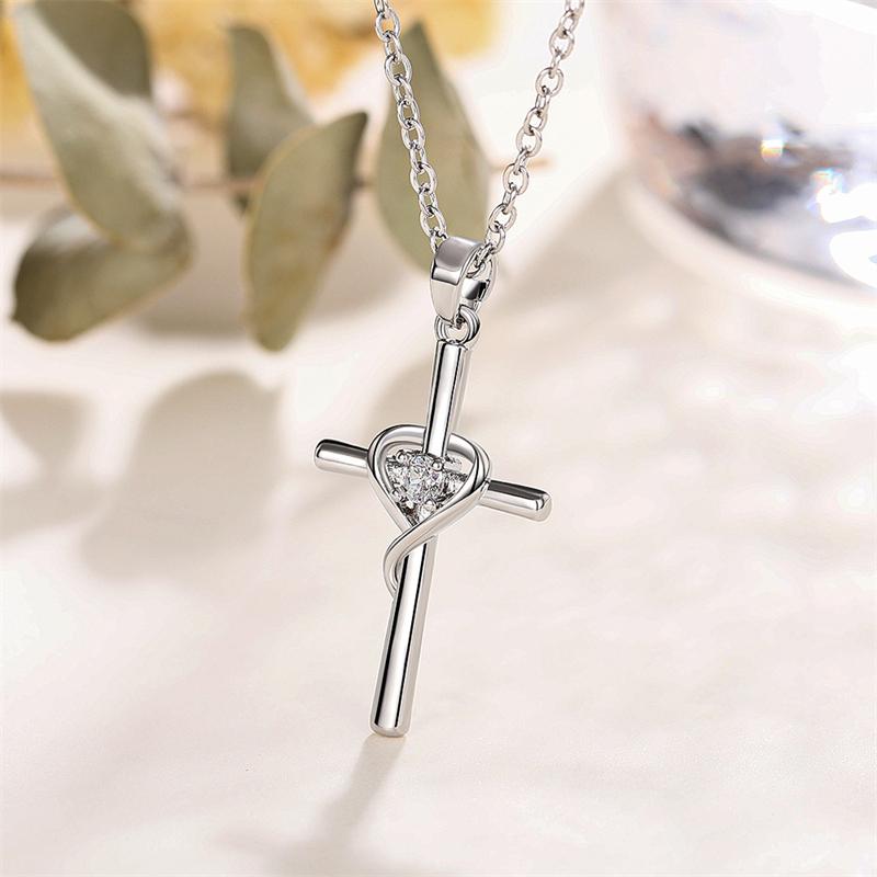Exquisite Zircon Cross Pendant Necklace for Women Trendy Light Luxury Gold Color Rotatable Crown Necklace Jewelry Wholesale
