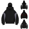 Mens Balaclava Hoodie Double Hooded Zip Jacket Spring Hoodie For Men Windproof Streetwear
