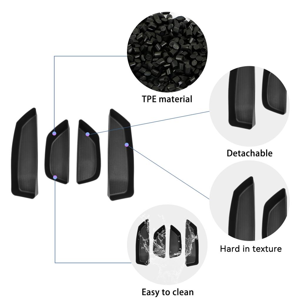 For BYD Tang L 2025 TPE Front Door Side Storage Box Gate Slot Anti -Dirty Organizer Tray Car Interior Accessories Black