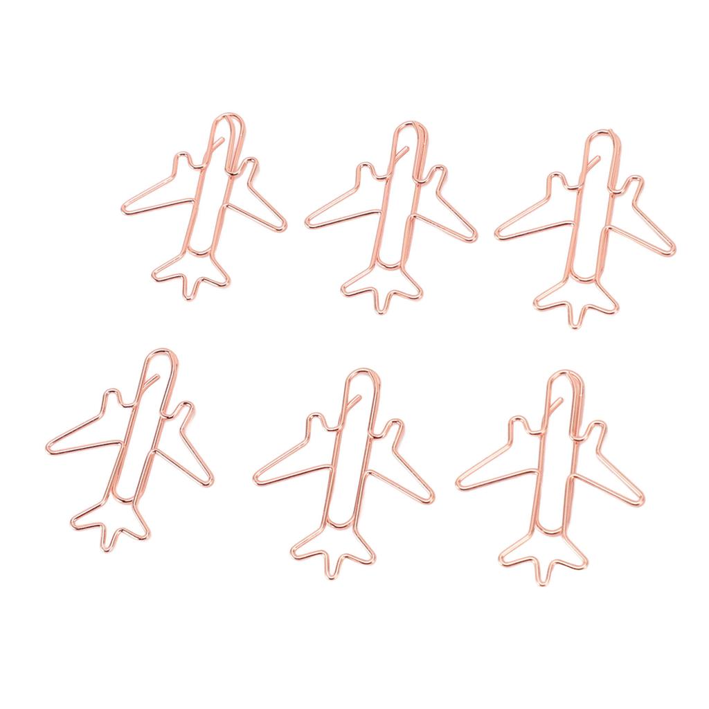 80pcs Airplane Shaped Paper Clips Rose Gold Prevent Rust Plane Shaped Bookmark Clips Office