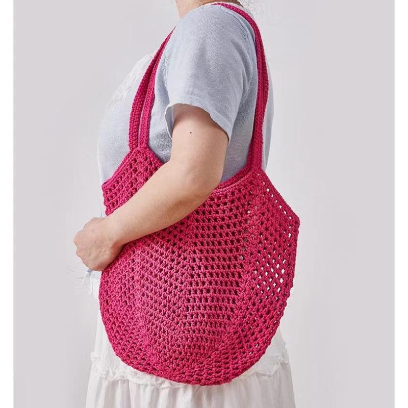 Ручная складная хозяйственная сетчатая сумка из хлопка, многоразовая сетчатая сумка для фруктов, вязаный сетчатый карман с прорезями для кухонного хранения