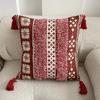 45x45cm Boho Tufted Throw Pillow Cover with Handwoven Stripes Tribal Bohemian Cotton Hand Woven Tufted Square Cushion Covers