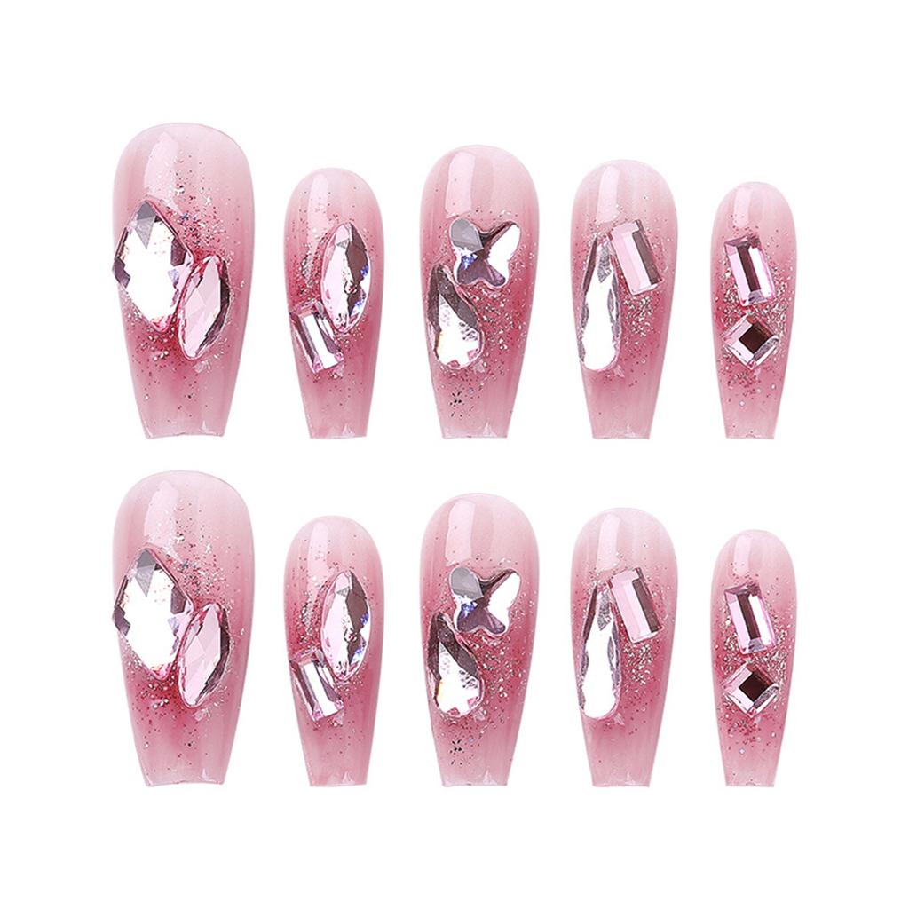 Женские накладные ногти среднего размера с рисунком телесного цвета на акриловых ногтях глянцевые накладные ногти с полным покрытием