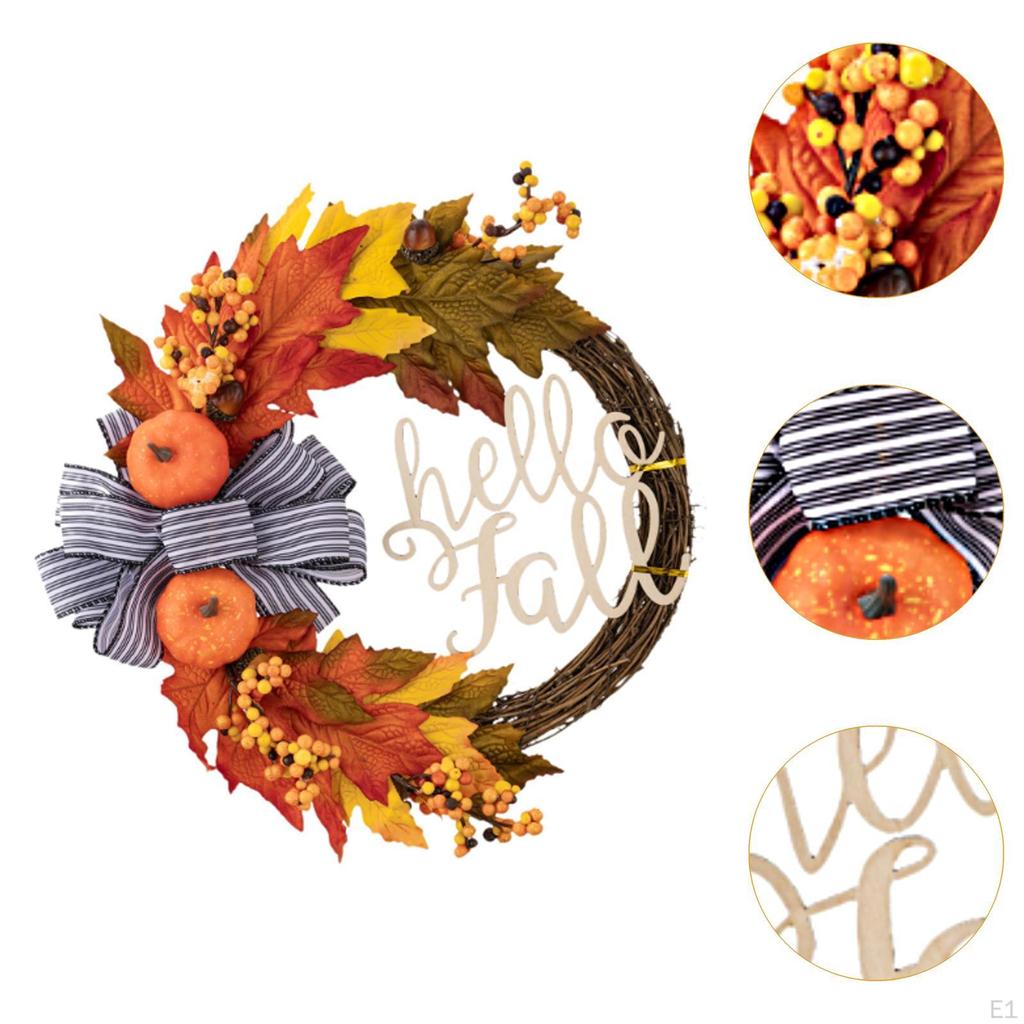 Front Door Fall Wreath Artificial Pumpkin Harvest Party Wall 15.75inchx15.75inch Versatile