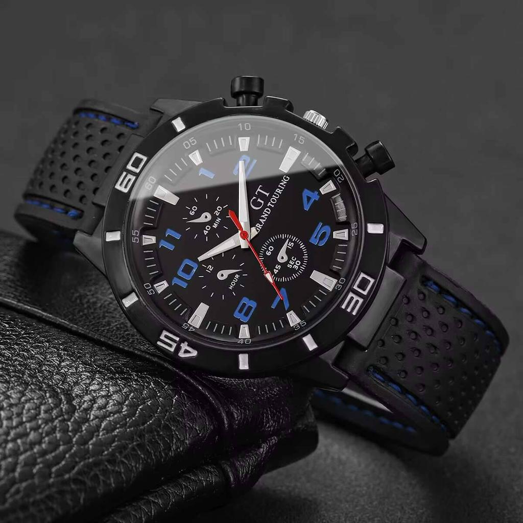 3 шт./набор Повседневный силиконовый ремешок Мужские спортивные часы Арабский циферблат Кварцевые часы Reloj Hombre