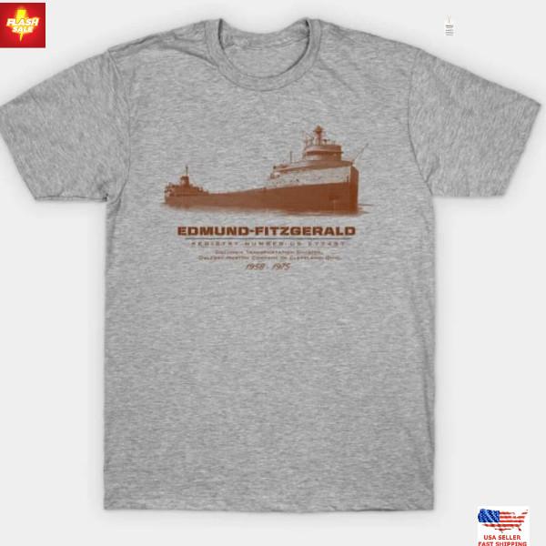 New Apparel VTG Edmund Fitzgerald GORDON LIGHTFOOT Shirt Classic SPORT GRAY S-5X Unisex T-Shirt