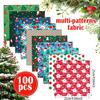 Irenare 100 шт. 8 x 8 дюймов Рождественские наборы тканей Fat Quarters Санта-Клаус Вырезанные квадраты из ткани Рождественская елка Снеговик Печатный для шитья