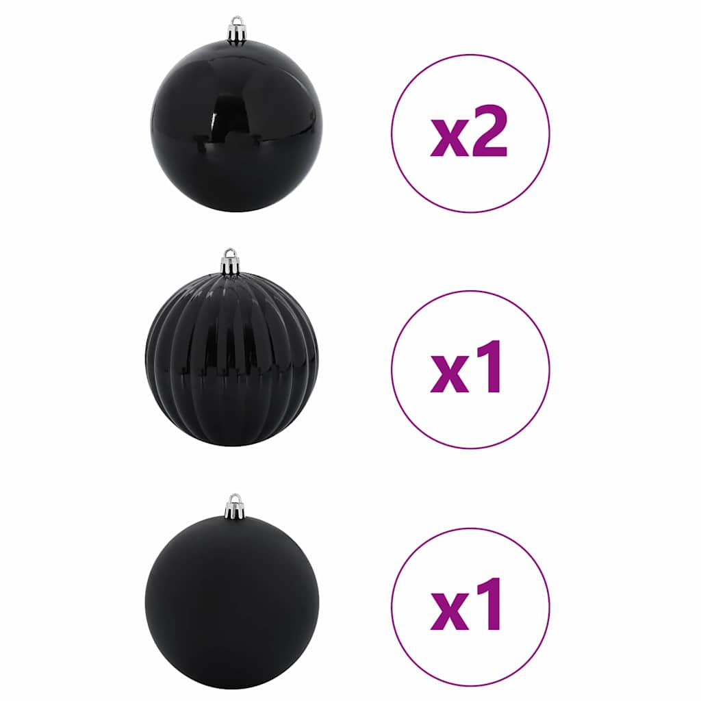 XXL Christmas Ornament Set 4 pcs Black Plastic